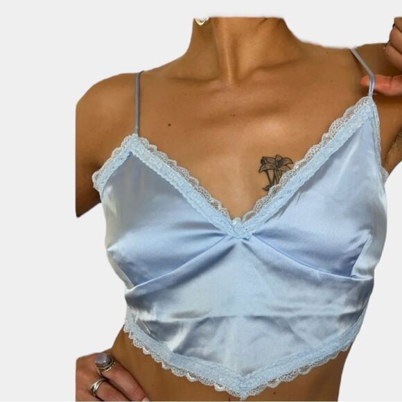 Sz M Derek Heart Satin Blue Bralet - Picture 1 of 9